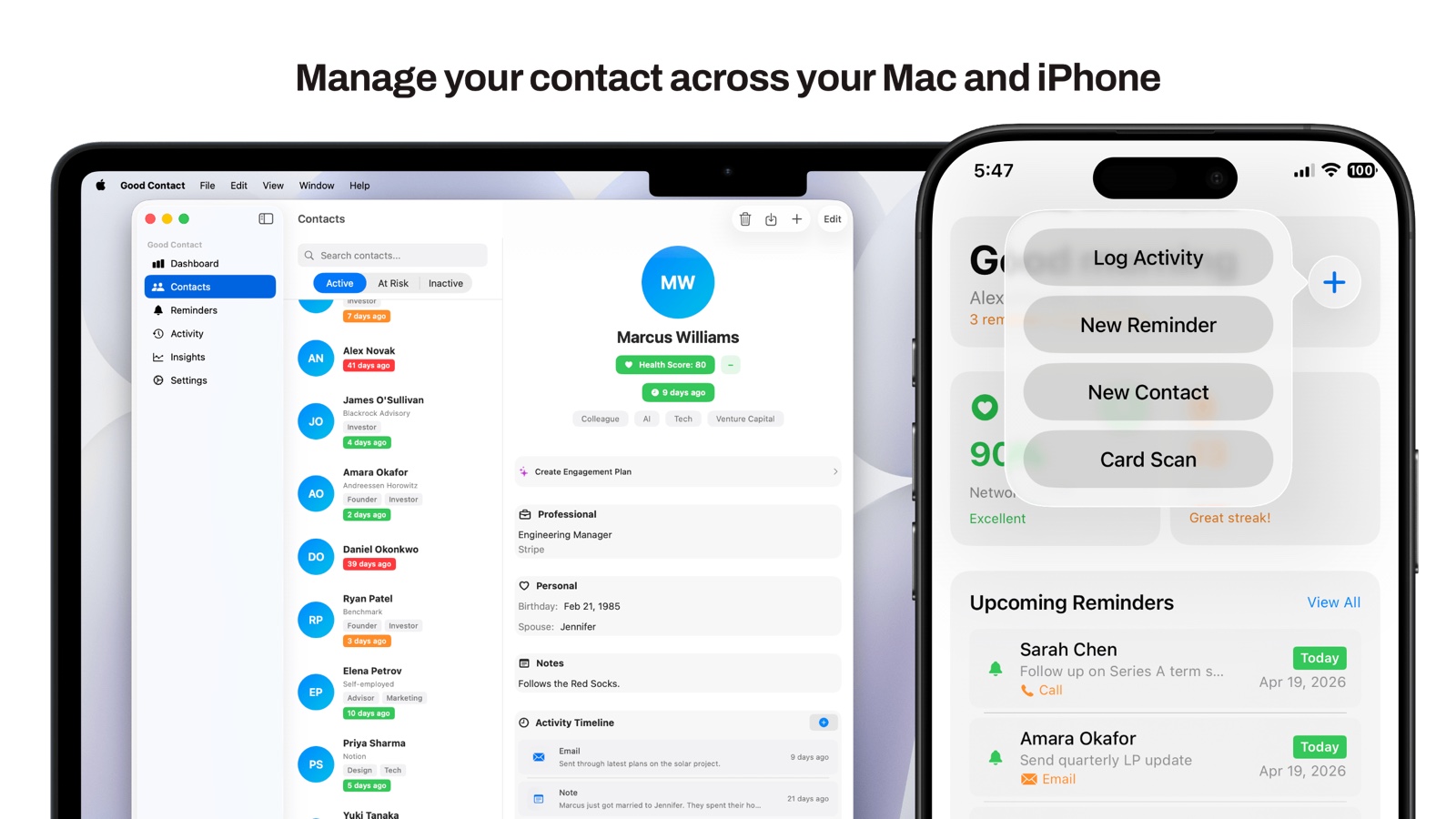 Dashboard Overview on macOS